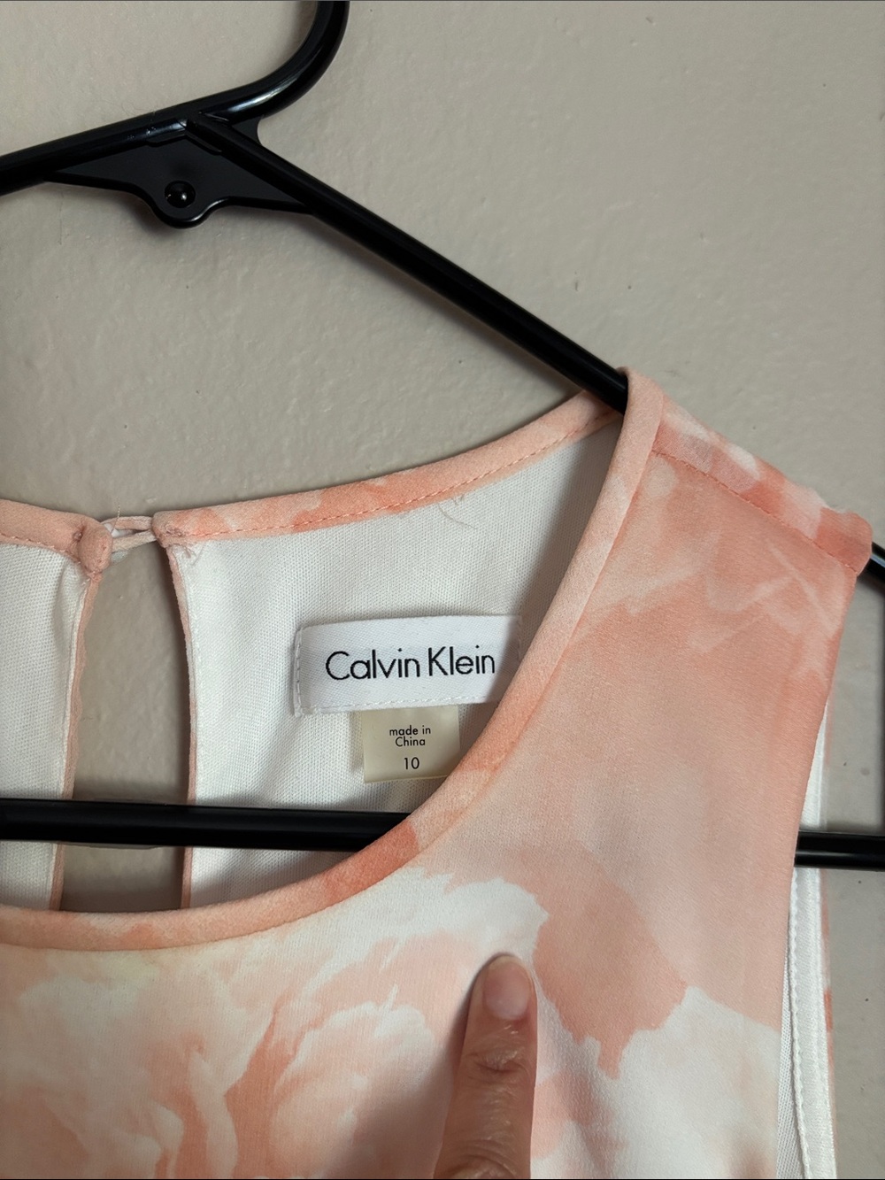 Calvin Klein Peach-Pink Floral Sleeveless Midi Dress size 10 - Picture 2 of 7
